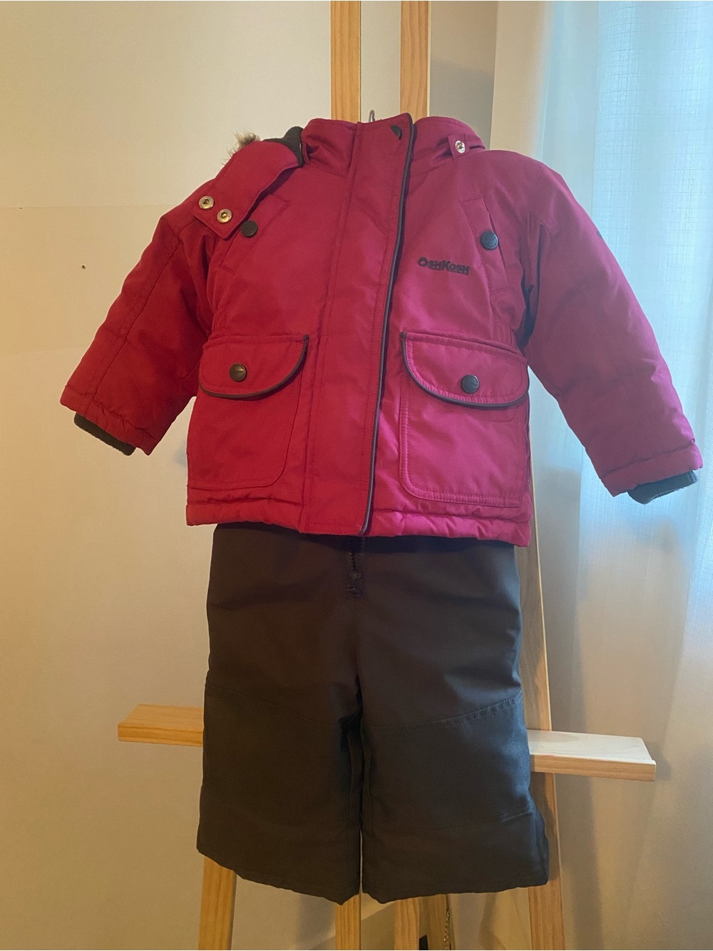 OshKosh B’gosh Toddler Snowsuit 18M Pink Winter Jacket & Snow Bib Pants